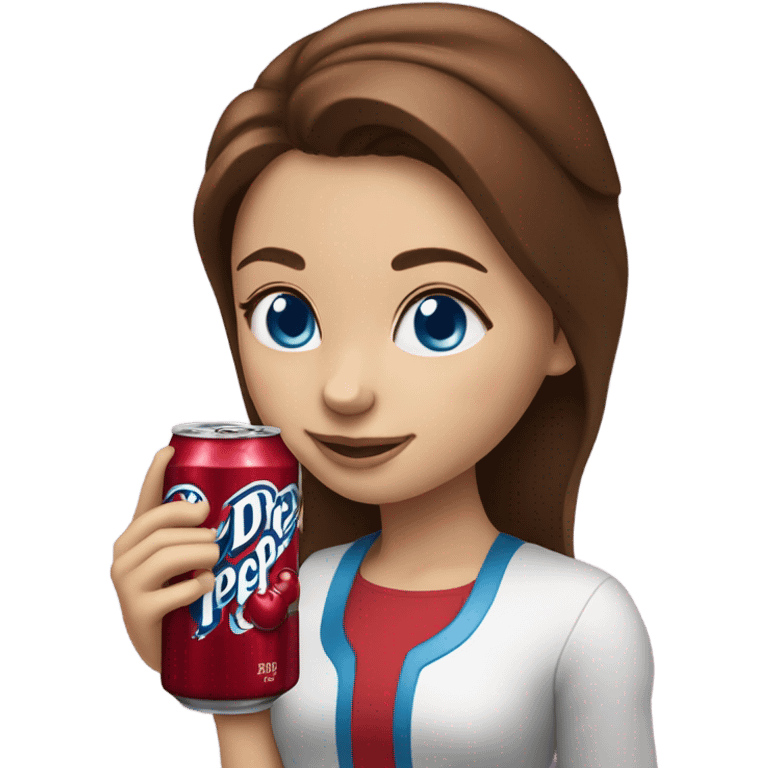 Drinking dr pepper cherry flavoured Brown hair girl blue eyes emoji