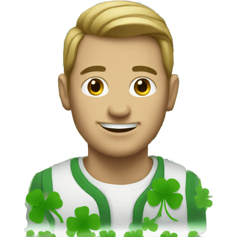 white man with clover emoji