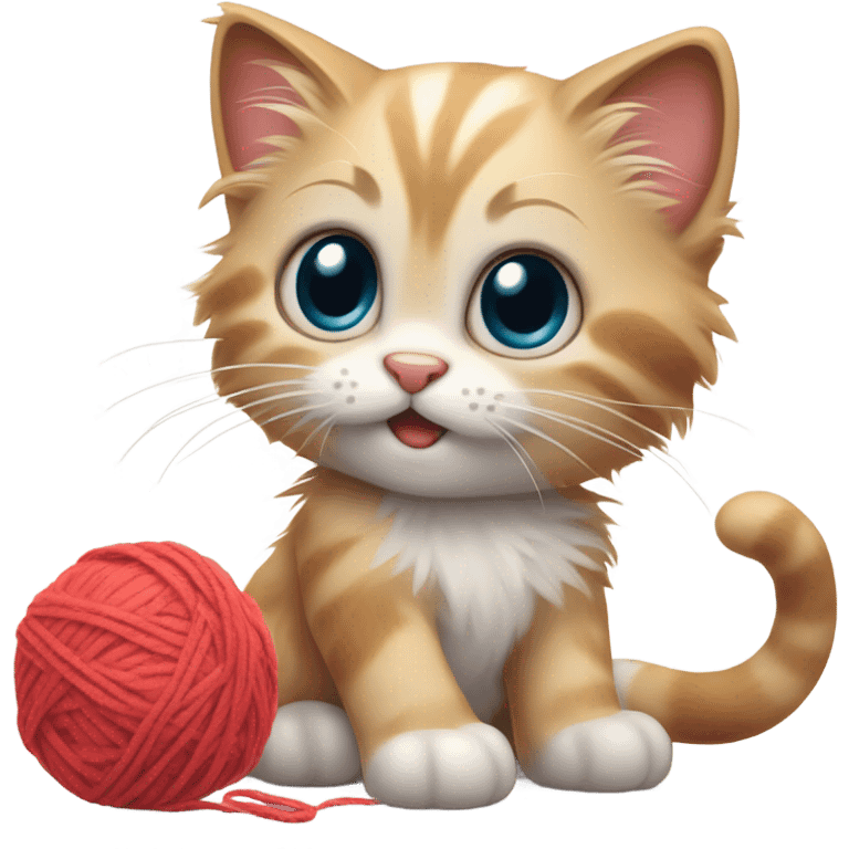 Kitten playing with yarn emoji