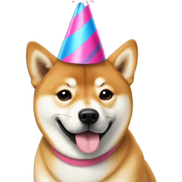 Shiba Inu in a birthday hat emoji