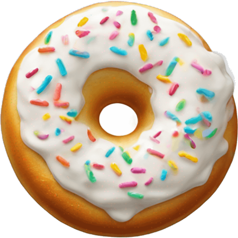 White frosted doughnout with rainbow sprinkles  emoji