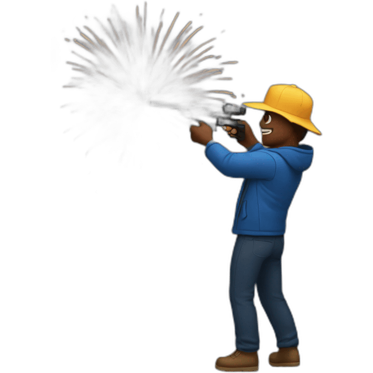 man shooting fireworks emoji