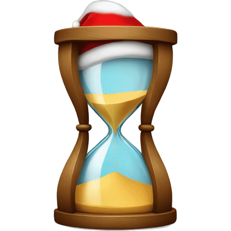 an hourglass in a red Santa Claus hat emoji