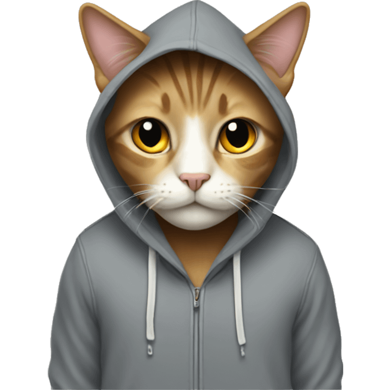 A cat wearing a hoodie  emoji