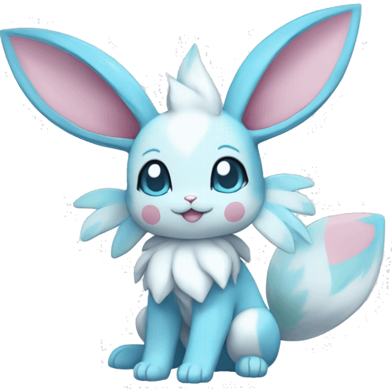 Kawaii Chibi Sylveon-Bunny-Glaceon-Vaporeon-Pokémon full body emoji