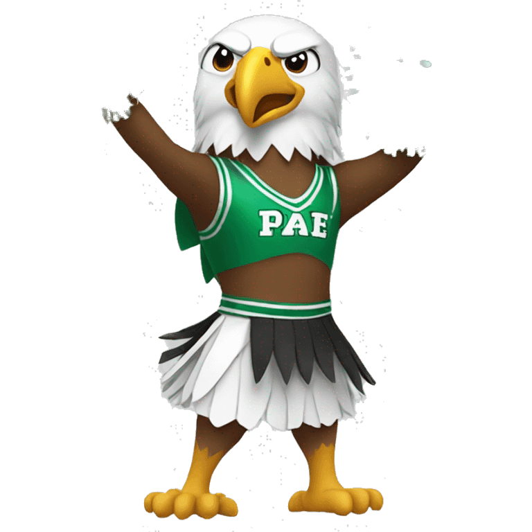 eagle holding green cheerleading pom poms emoji