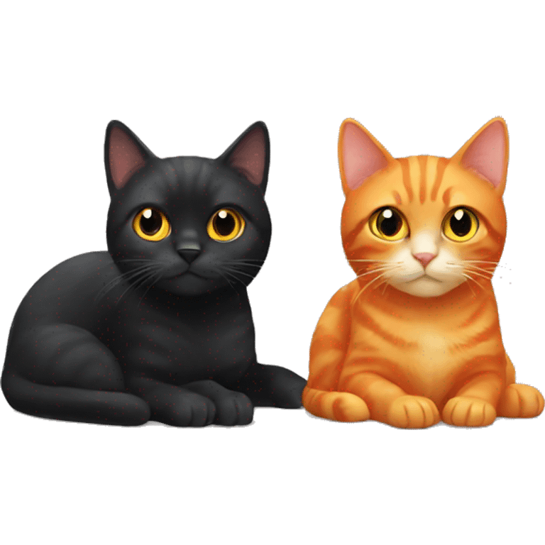 Orange cat and black cat together emoji