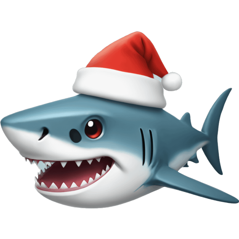 Shark with a Christmas hat emoji