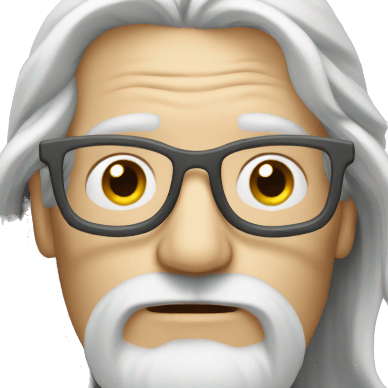 white old man with glasses and gry long hair emoji