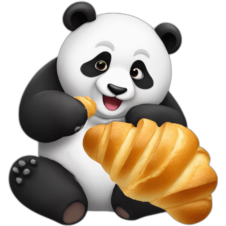 Panda eating a croissant emoji