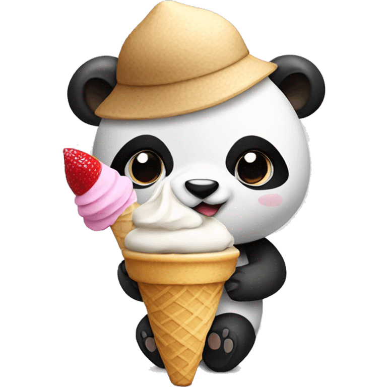 Panda in Panama with ice cream emoji