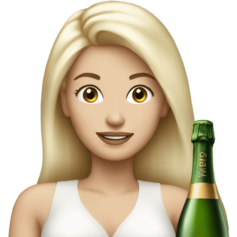 Pretty white blonde woman with champagne emoji