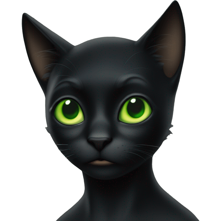 Chat noir yeux verts emoji