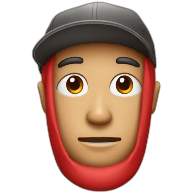 Red letter M with a face and a cap emoji