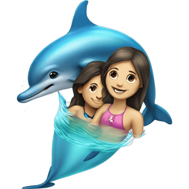 dolphin swimming with girl emoji