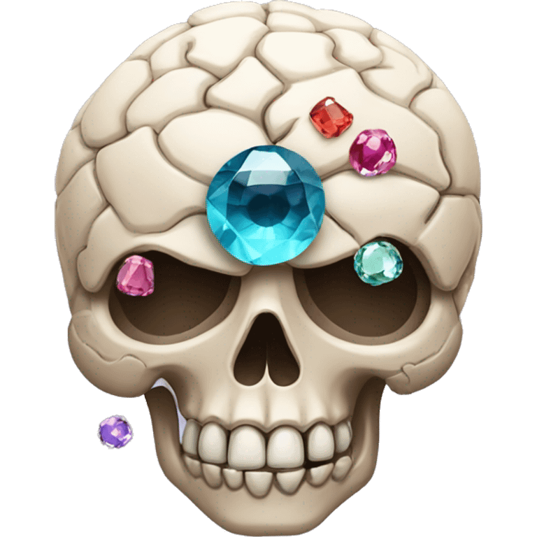 skull with a brain and gems as eyes emoji