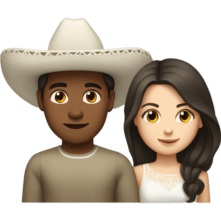 Mexican boy and white brunette girl emoji