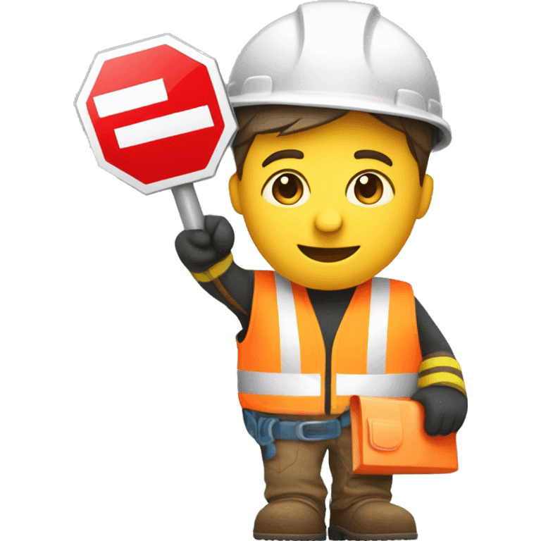 construction worker hlding stop sign emoji