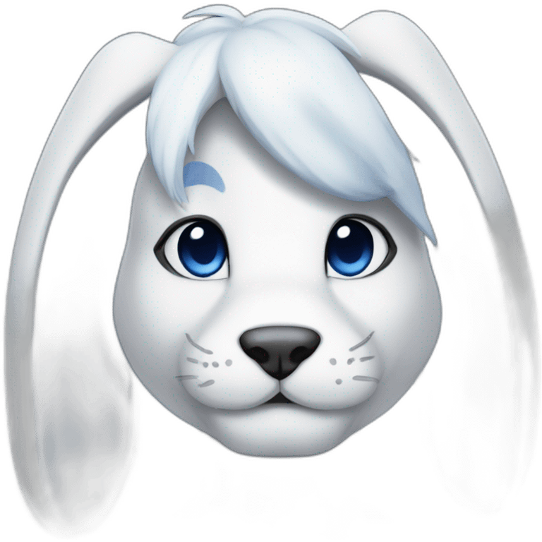 Muscular Anthro white rabbit with dark blue hair emoji