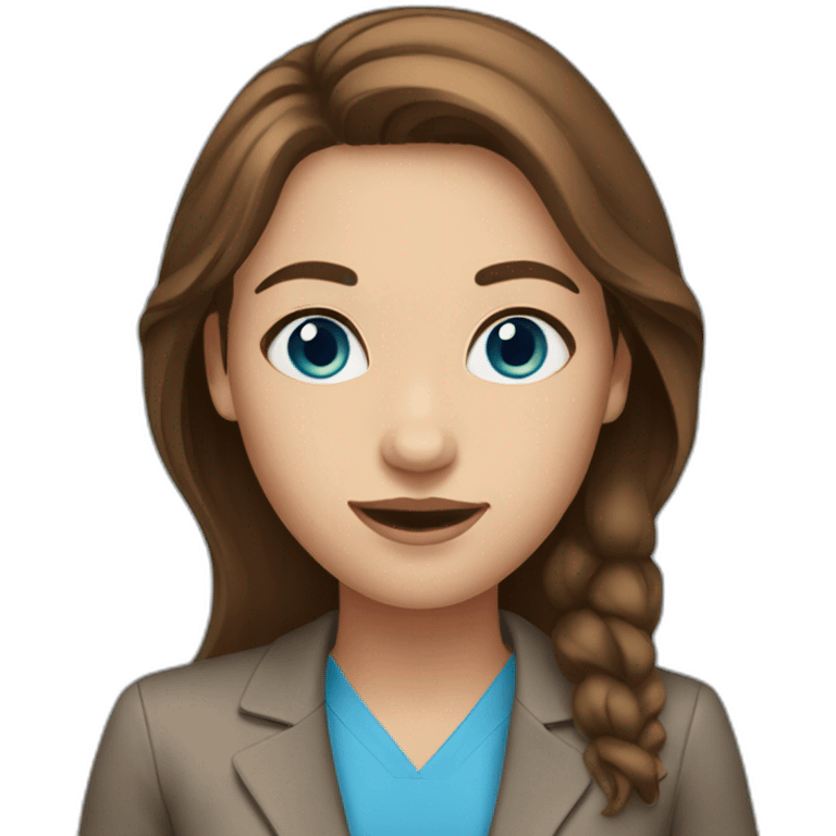 a presenter  girl with  blue eyes and brown hair emoji