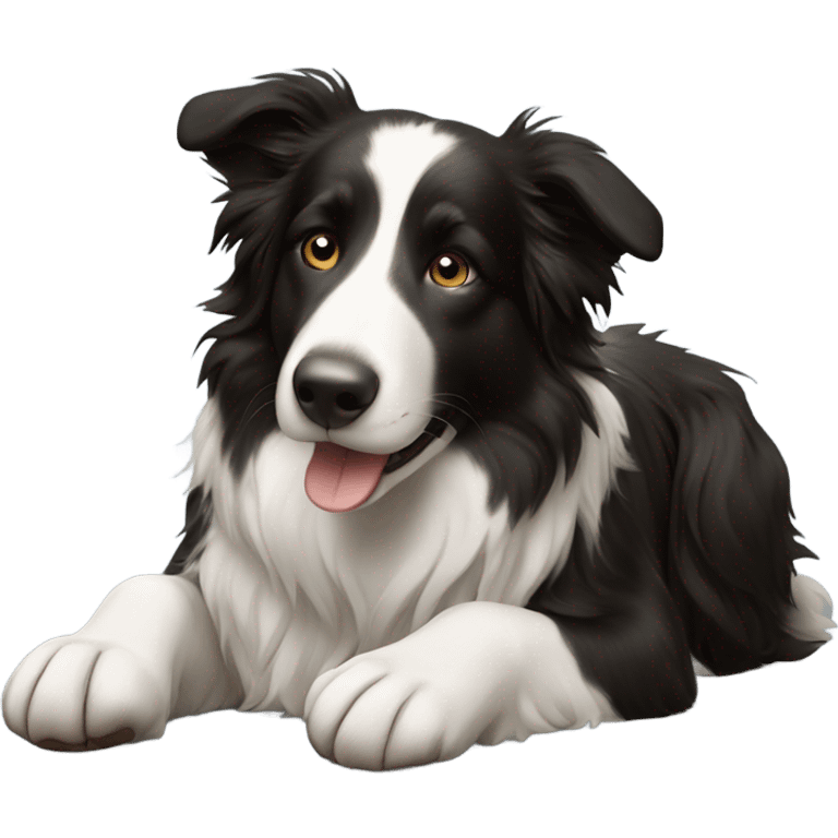 Boarder collie lying down emoji