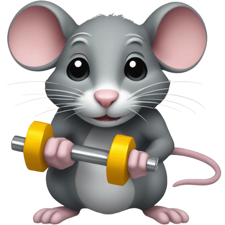 A rat lifting dumbbells emoji