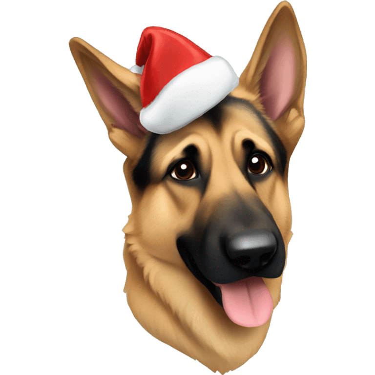 german shepherd in christmas hat  emoji