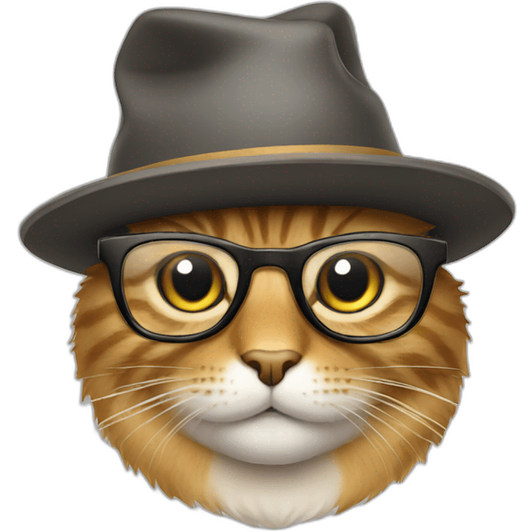 Cat with glasses and hat emoji