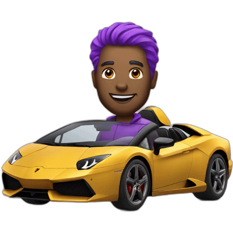 Man driving a purple Lamborghini emoji