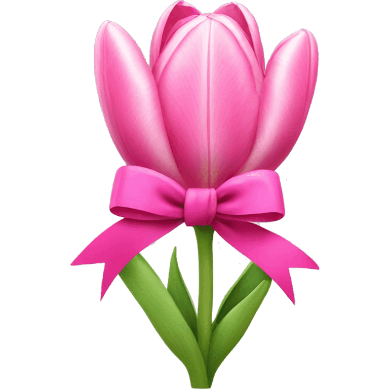 Pink tulips with a bow emoji