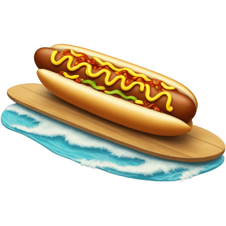 Chili dog on a surfboard emoji