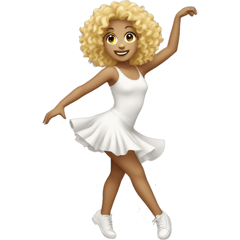 Blonde curly hair girl dancing emoji