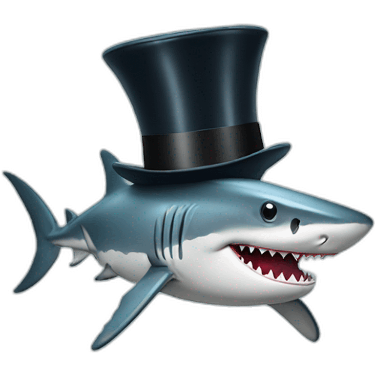 Shark with a top hat emoji