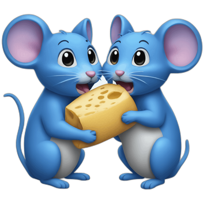 Two blue mices eating an ear emoji