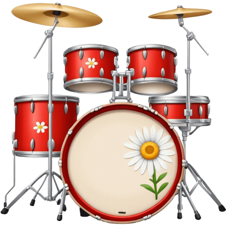 drum kit with daisy on kick drum emoji