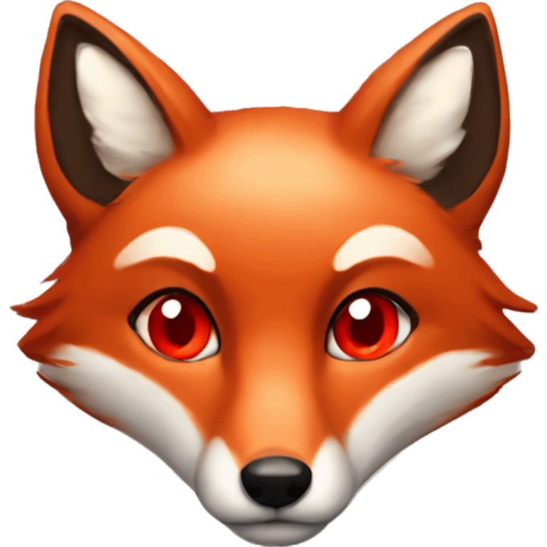 deep lush red fox face with tiny red heart instead of eyes emoji