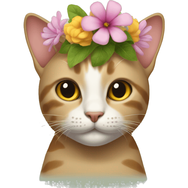 Cat with flower on head emoji