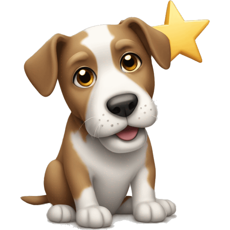 A dog holding a star emoji