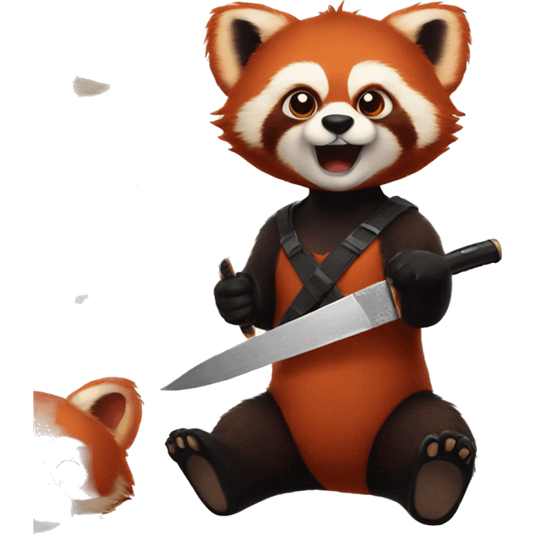 Red panda holding a knife emoji