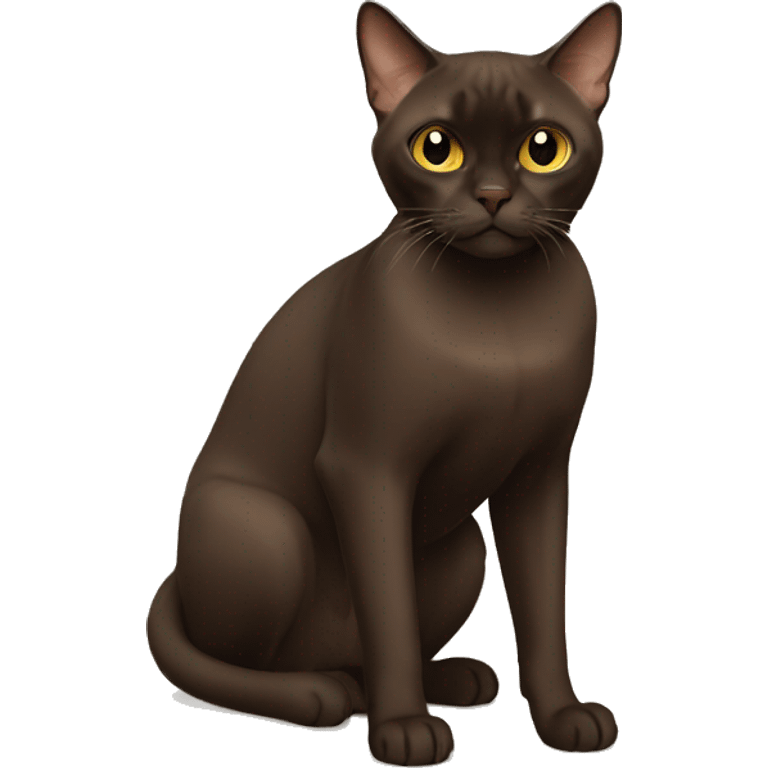 dark brown Burmese Cat Full Body emoji