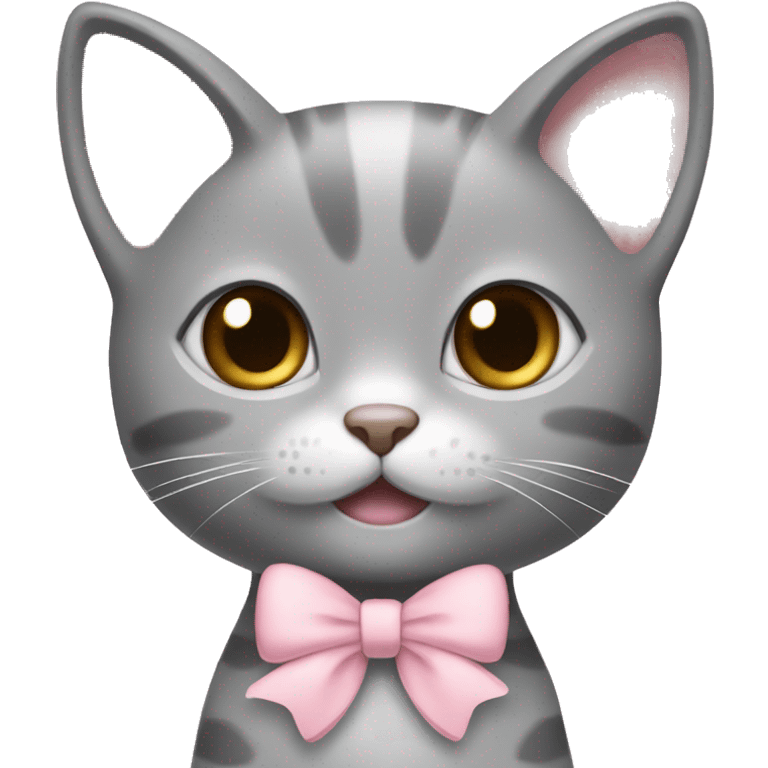 grey kitten with a light pink bow emoji