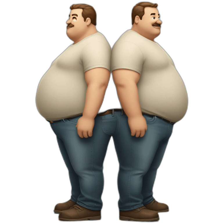 a fat man and a thin man in full growth emoji