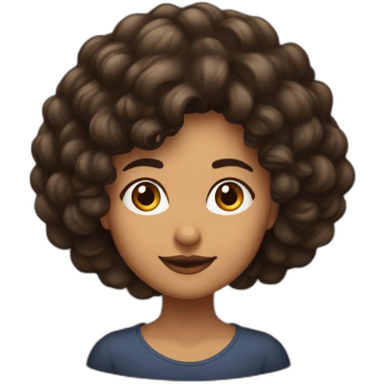 mulher morena de cabelo castanho escuro ondulado comprido emoji