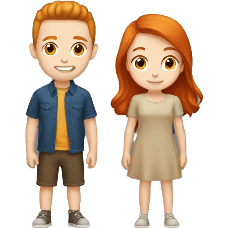 Brunette boy and ginger girl kiss emoji