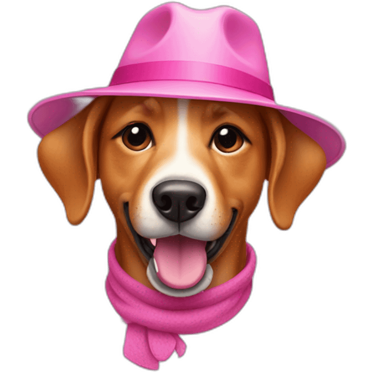 dog winking with a hat and being pink emoji