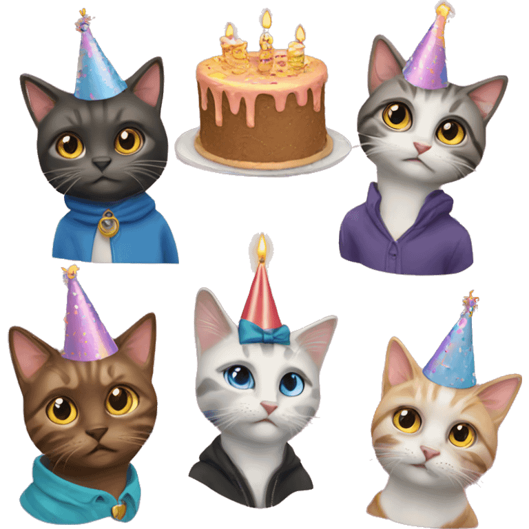 4 birthday cats emoji