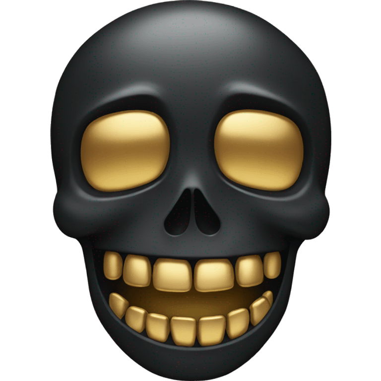 Black skull smiling with gold teeth emoji