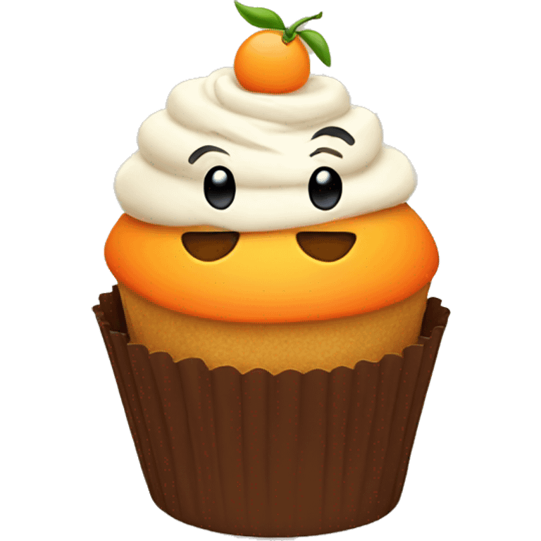 Orange cupcake with a happy face  emoji