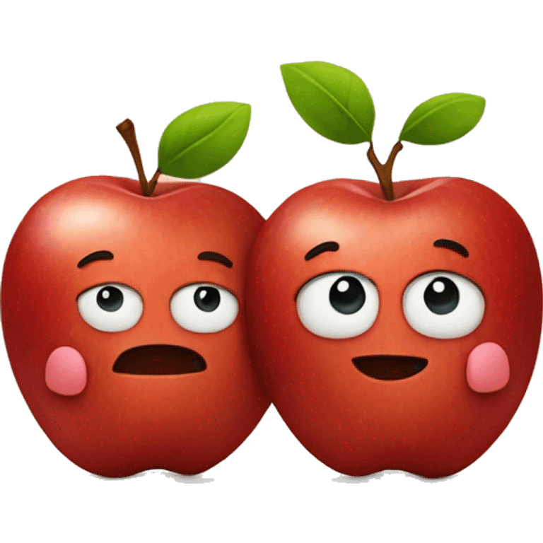 two apple holding hands emoji