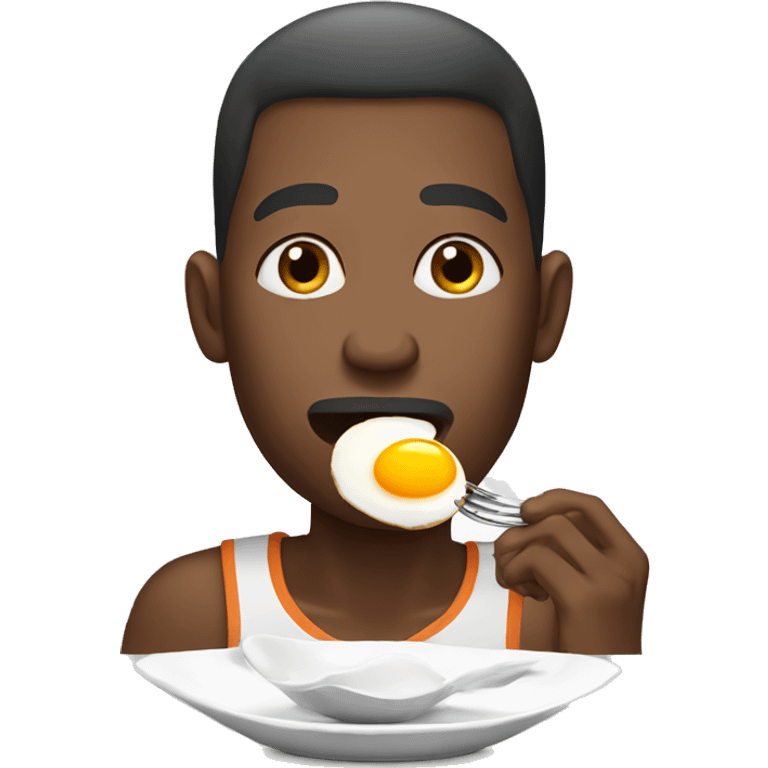 african american man eating egg emoji